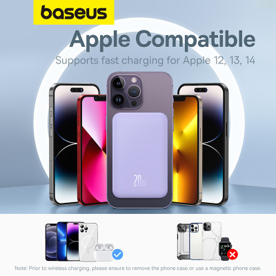 Зовнішній акумулятор Baseus Magnetic Mini Wireless Fast Charge Power Bank 5000mAh 20W Nebula Purple Зовнішній акумулятор Baseus Magnetic Mini Wireless Fast Charge Power Bank 5000mAh 20W Nebula Purple