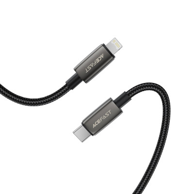 Кабель ACEFAST C23-01, USB to iP, 30W,1.2m, Nylon, Zinc alloy + TPE connectors, Black Кабель ACEFAST C23-01, USB to iP, 30W,1.2m, Nylon, Zinc alloy + TPE connectors, Black