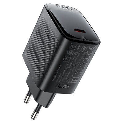 Мережевий зарядний пристрій ACEFAST A112 PD45W GaN single USB-C charger (EU) Black Мережевий зарядний пристрій ACEFAST A112 PD45W GaN single USB-C charger (EU) Black