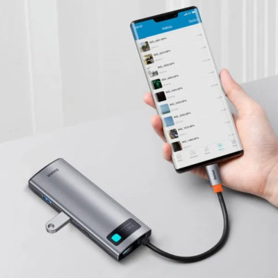 USB-хаб Baseus Metal Gleam Series 7-Port  HUB Space Grey （Type-C to HDMI4K@60Hz*1+USB3.0*3+PD*1+SD/TF*1)