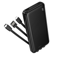 Зовнішній акумулятор BOROFONE BJ79 Clever power bank with 3 cables(10000mAh) Black Зовнішній акумулятор BOROFONE BJ79 Clever power bank with 3 cables(10000mAh) Black