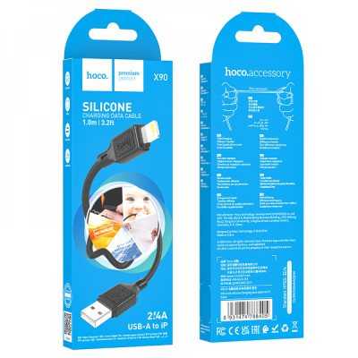 Кабель HOCO X90 Cool silicone charging data cable for iP Black Кабель HOCO X90 Cool silicone charging data cable for iP Black