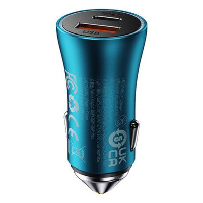 Автомобільний зарядний пристрій Baseus Golden Contactor Max Dual Fast Charger Car Charger U+C 60W Blue Автомобільний зарядний пристрій Baseus Golden Contactor Max Dual Fast Charger Car Charger U+C 60W Blue