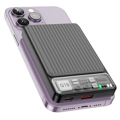 Зовнішній акумулятор HOCO Q18 Tourer 22.5W fully compatible power bank with magnetic fast charging(10000mAh) Black