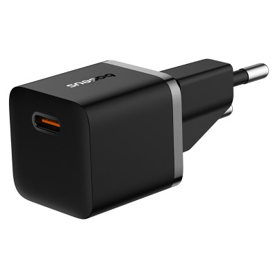Мережевий зарядний пристрій з кабелем Baseus GaN5 Fast Charger(mini) 1C 20W EU Cluster Black(With: Fast Charging Data Cable Type-C)