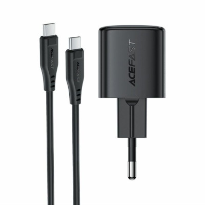 Мережевий зарядний пристрій з кабелем ACEFAST A117 PD20W mini GaN fast charger set(P16),black  Black