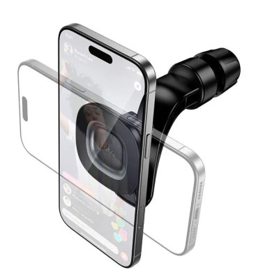 Автотримач для телефона HOCO H99 Crown magnetic car holder(headrest) black metal gray