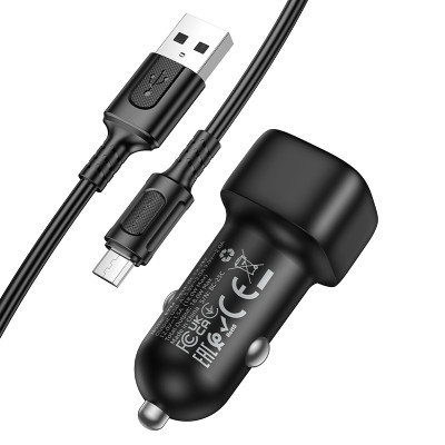 Автомобільний зарядний пристрій BOROFONE BZ34 Cloud single port QC3.0 car charger set(Micro) Black Автомобільний зарядний пристрій BOROFONE BZ34 Cloud single port QC3.0 car charger set(Micro) Black