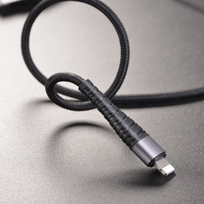 Кабель BOROFONE BX32 USB to iP 2.4A, 1m, nylon, aluminum+TPE connectors, Black Кабель BOROFONE BX32 USB to iP 2.4A, 1m, nylon, aluminum+TPE connectors, Black