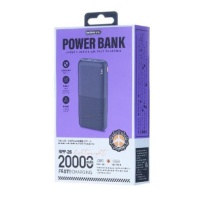 Зовнішній акумулятор REMAX Lango II Series 2.4A Power Bank 20000mAh RPP-26 Black Зовнішній акумулятор REMAX Lango II Series 2.4A Power Bank 20000mAh RPP-26 Black
