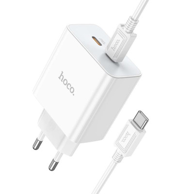 Мережевий зарядний пристрій HOCO C108A Leader PD35W dual port(2C) charger set(Type-C to Type-C) White