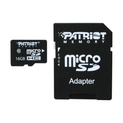 Карта пам'яті microSDHC (UHS-1) Patriot LX Series 16Gb class 10 (adapter SD) Карта пам'яті microSDHC (UHS-1) Patriot LX Series 16Gb class 10 (adapter SD)