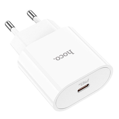 Мережевий зарядний пристрій з кабелем HOCO C94A Metro single port PD20W charger set(Type-C to Type-C) White