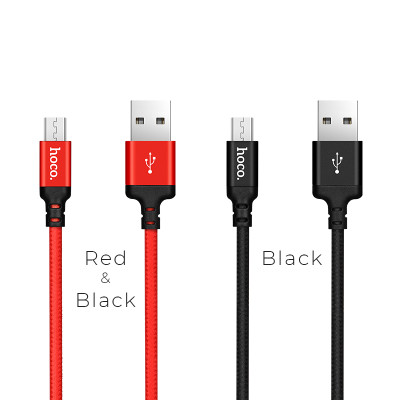 Кабель HOCO X14 USB to Micro 2A, 2m, nylon, aluminum connectors, Black Кабель HOCO X14 USB to Micro 2A, 2m, nylon, aluminum connectors, Black