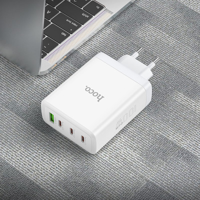 Мережевий зарядний пристрій HOCO N31 Leader PD100W four-port(3C1A) fast charger White Мережевий зарядний пристрій HOCO N31 Leader PD100W four-port(3C1A) fast charger White
