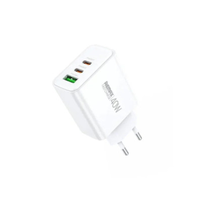 Мережевий зарядний пристрій REMAX Kiddy Series 40W 1A+2C Fast Charger RP-U123 EU-White Мережевий зарядний пристрій REMAX Kiddy Series 40W 1A+2C Fast Charger RP-U123 EU-White