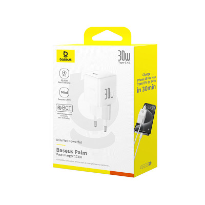 Мережевий зарядний пристрій Baseus Palm Fast Charger 1C 30W EU Moon White