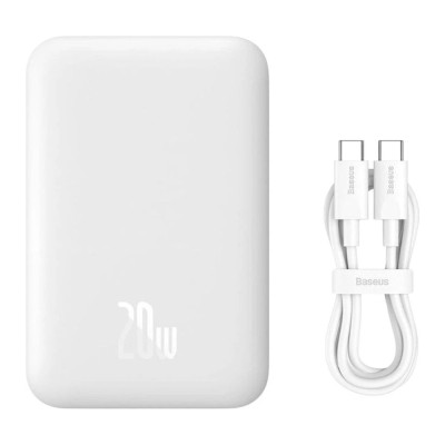 Зовнішній акумулятор Baseus Magnetic Mini Air Wireless Fast Charge Power Bank 6000mAh 20W Stellar White(With Simple Series Charging Cable Type-C to Зовнішній акумулятор Baseus Magnetic Mini Air Wireless Fast Charge Power Bank 6000mAh 20W Stellar White(With Simple Series Charging Cable Type-C to