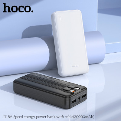 Зовнішній акумулятор HOCO J118A Speed energy power bank with cable(20000mAh) Black