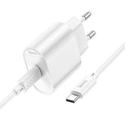 Мережевий зарядний пристрій з кабелем HOCO C109A(PD20W) Fighter single port PD20W charger set(C to C) White Мережевий зарядний пристрій з кабелем HOCO C109A(PD20W) Fighter single port PD20W charger set(C to C) White