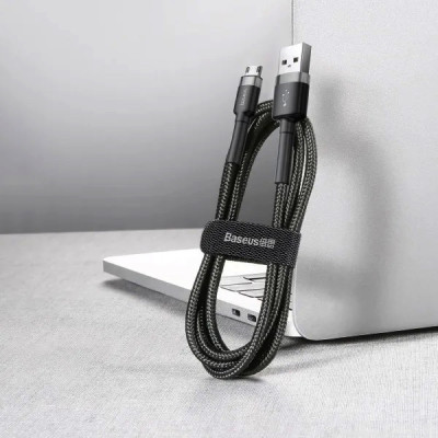 Кабель Baseus Cafule Cable USB For Micro 2.4A 1m Gray+Black Кабель Baseus Cafule Cable USB For Micro 2.4A 1m Gray+Black
