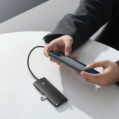 USB-хаб Baseus Lite Series 4-Port Type-C HUB Adapter (Type-C to USB 3.0*4) 25cm Black