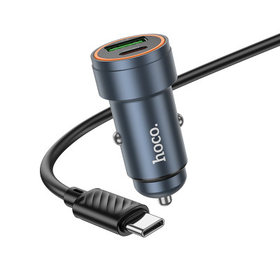 Автомобільний зарядний пристрій HOCO Z57A Glorious PD30W+QC3.0 car charger set(C to C) Metal Gray Автомобільний зарядний пристрій HOCO Z57A Glorious PD30W+QC3.0 car charger set(C to C) Metal Gray