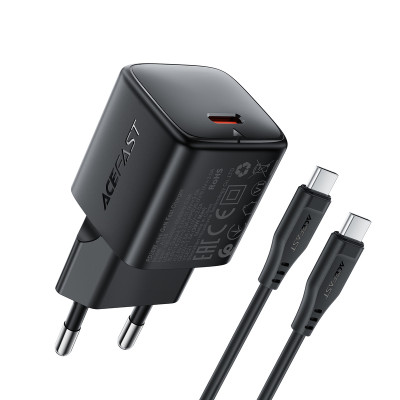 Мережевий зарядний пристрій ACEFAST A118 PD30W mini GaN USB-C fast charger Black Мережевий зарядний пристрій ACEFAST A118 PD30W mini GaN USB-C fast charger Black