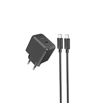 Мережевий зарядний пристрій з кабелем HOCO CS13A Ocean single port PD20W charger set(Type-C to Type-C) Black