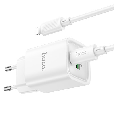 Мережевий зарядний пристрій HOCO C149A Charm PD30W+QC3.0 charger set(C to iP) White