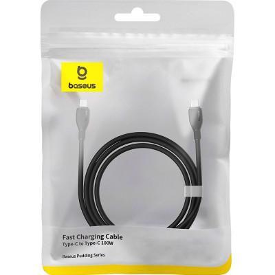 Кабель Baseus Pudding Series Fast Charging Cable Type-C to Type-C 100W 1.2m Cluster Black Кабель Baseus Pudding Series Fast Charging Cable Type-C to Type-C 100W 1.2m Cluster Black