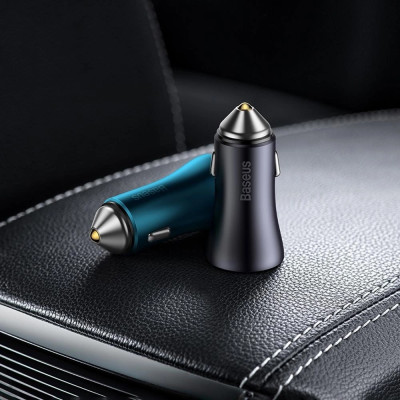Автомобільний зарядний пристрій Baseus Golden Contactor Pro Dual Fast Charger Car Charger C+C 40W Blue Автомобільний зарядний пристрій Baseus Golden Contactor Pro Dual Fast Charger Car Charger C+C 40W Blue
