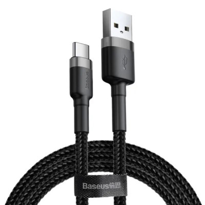 Кабель Baseus Cafule Cable USB For Type-C 3A 0.5m Gray+Black Кабель Baseus Cafule Cable USB For Type-C 3A 0.5m Gray+Black