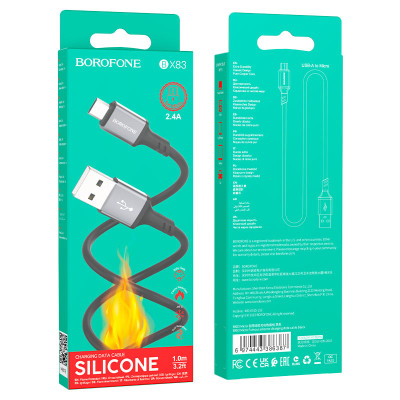 Кабель BOROFONE BX83 Micro Famous silicone charging data cable Black Кабель BOROFONE BX83 Micro Famous silicone charging data cable Black