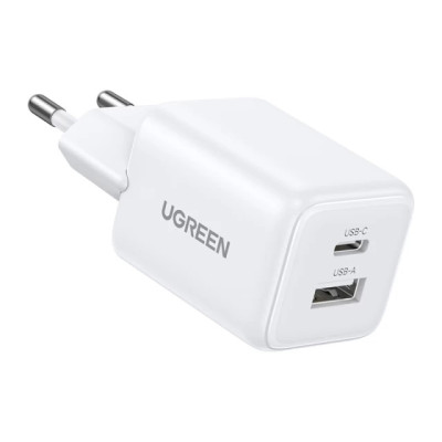 Мережевий зарядний пристрій UGREEN X514 20W 2-Port GaN Fast Charger EU White Мережевий зарядний пристрій UGREEN X514 20W 2-Port GaN Fast Charger EU White