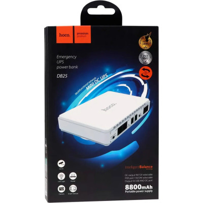 Зовнішній акумулятор HOCO DB25 Emergency UPS power bank(EU)(8800mAh) White