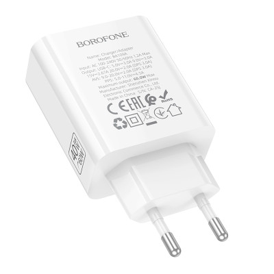 Мережевий зарядний пристрій BOROFONE BA109A Star single port PD40W charger (EU) White Мережевий зарядний пристрій BOROFONE BA109A Star single port PD40W charger (EU) White