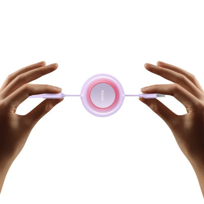 Кабель Baseus Bright Mirror 2 Series Retractable 3-in-1 Fast Charging  Data Cable USB to M+L+C 3.5A 1.1m Purple