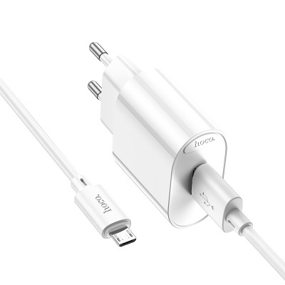 Мережевий зарядний пристрій з кабелем HOCO C109A Fighter single port QC3.0 charger set(Micro) White Мережевий зарядний пристрій з кабелем HOCO C109A Fighter single port QC3.0 charger set(Micro) White