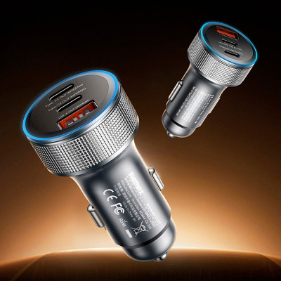 Автомобільний зарядний пристрій REMAX 60W Aluminum Alloy Colorful Light Fast Charging Car Charger CC07 Tarnish Автомобільний зарядний пристрій REMAX 60W Aluminum Alloy Colorful Light Fast Charging Car Charger CC07 Tarnish