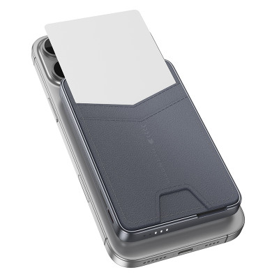 Зовнішній акумулятор HOCO Q46 Title PD20W magnetic power bank+card holder+phone holder(5000mAh) Silver Gray