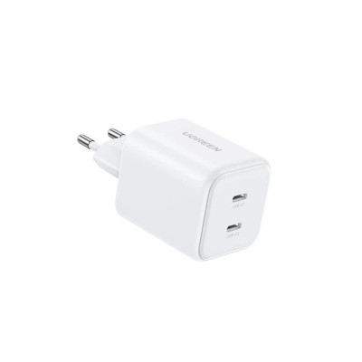 Мережевий зарядний пристрій UGREEN X526 45W Dual USB-C GaN Fast Charger EU White Мережевий зарядний пристрій UGREEN X526 45W Dual USB-C GaN Fast Charger EU White