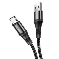 Кабель HOCO X50 USB to Type-C 3A, 1m, nylon, aluminum connectors, Black Кабель HOCO X50 USB to Type-C 3A, 1m, nylon, aluminum connectors, Black