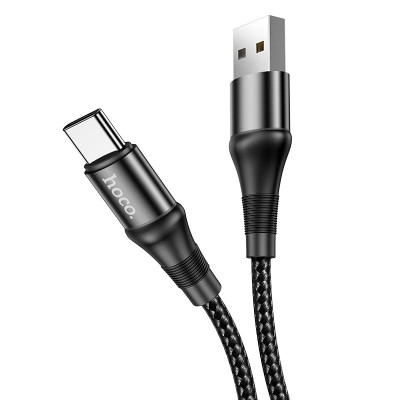 Кабель HOCO X50 USB to Type-C 3A, 1m, nylon, aluminum connectors, Black Кабель HOCO X50 USB to Type-C 3A, 1m, nylon, aluminum connectors, Black