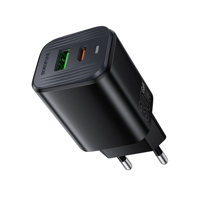 Мережевий зарядний пристрій BOROFONE BAS85A Star PD30W+QC3.0 charger (EU) Black Мережевий зарядний пристрій BOROFONE BAS85A Star PD30W+QC3.0 charger (EU) Black