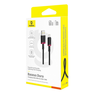 Кабель Baseus Dura Series Fast Charging Cable USB to Type-C 60W 1m Red+Black Кабель Baseus Dura Series Fast Charging Cable USB to Type-C 60W 1m Red+Black