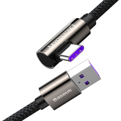 Кабель Baseus Legend Series Elbow Fast Charging Data Cable USB to Type-C 66W 1m Black