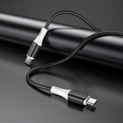 Кабель BOROFONE BX79 Type-C to Type-C 3A,60W, 1m, silicone, silicone connectors, Black