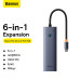 USB-хаб Baseus UltraJoy Series 6-Port HUB Docking Station Space Grey（Type-C to HDMI4K@60Hz*1+USB 3.0*3+PD*1+RJ45*1）