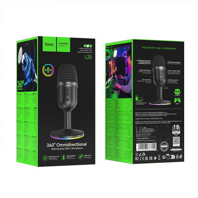 Мікрофон настільний HOCO L25 Bright (USB-A) Black